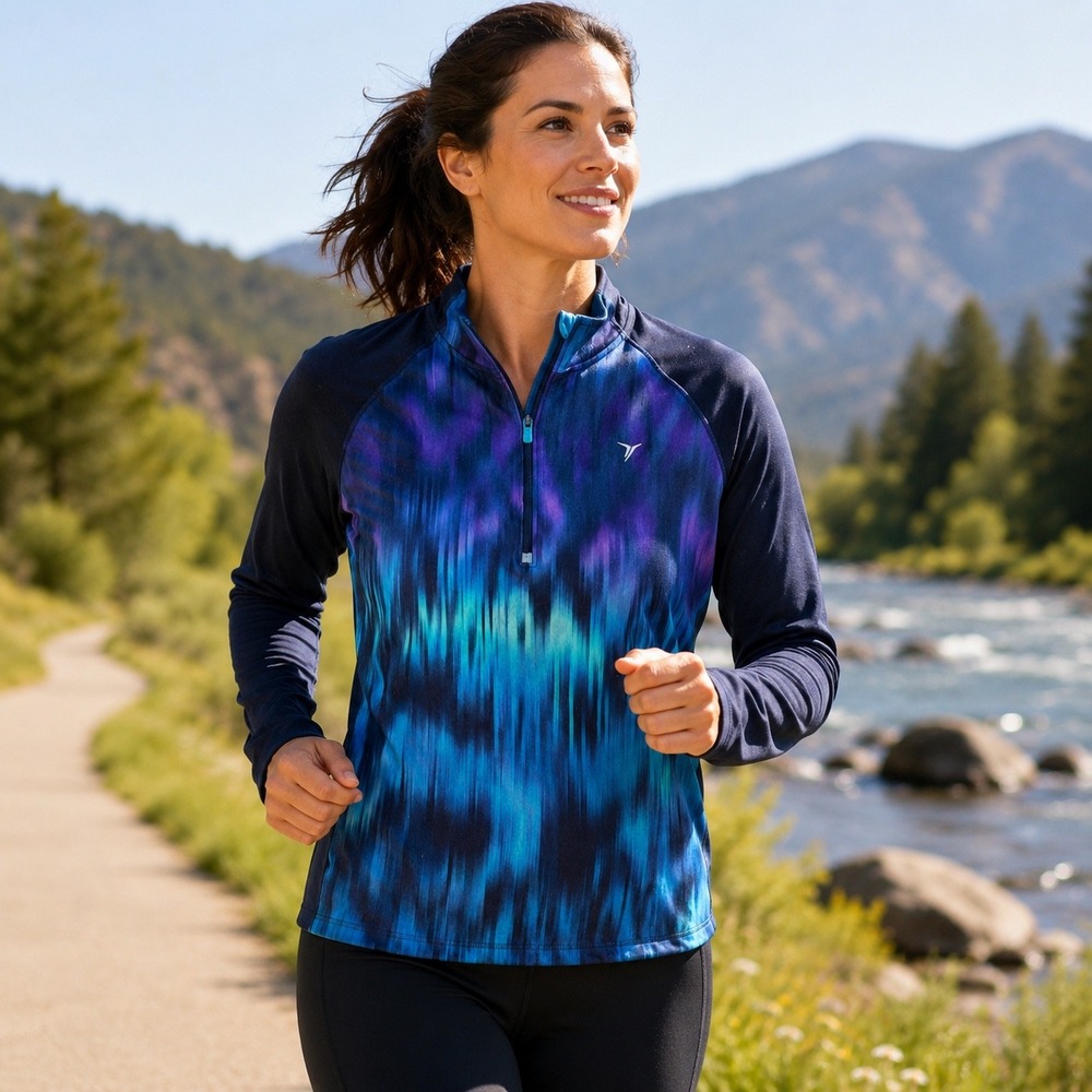 Aurora Borealis M Active Quarter Zip Pullover Cosmic Print Old Navy